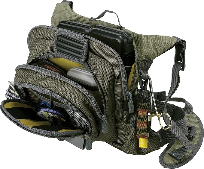 Allen Company Fall River Fly Fishing Chest Pack - Fits up to 6 Tackle/Fly Boxes and Other Accessories - Olive