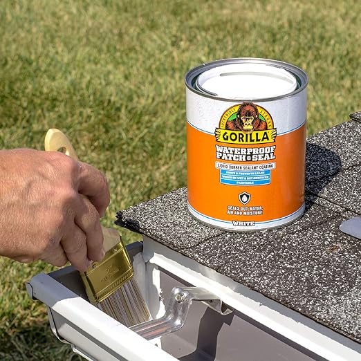 Gorilla Patch & Seal Liquid Rubber Waterproof Sealant, White, 32 Ounce (Pack of 1) - Seals Out Water, Air, and Moisture
