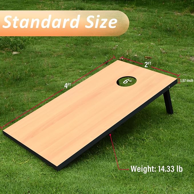 Cornhole Set, Regulation/Tailgate Size Cornhole Boards with 8 Bean Bags and Carrying Case, 4x2/3x2 Corn Hole Outdoor Game Toss Board for Adults Outside Activities