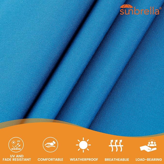 Lazy Daze Hammocks 12 FT Sunbrella Fabric Hammock non-fading with Spreader Bars and Free Pillow Fits for 2 Persons, All Weather and Fade Resistant for Patio Yard, 450 lbs Capacity, Canvas Pacific Blue