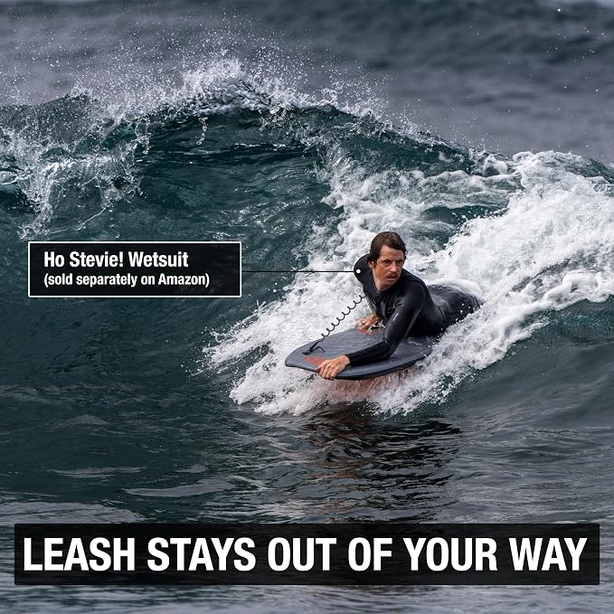 Ho Stevie! Bodyboard Leash - Comfy & Tangle-Free: Adjustable Padded Bicep Cuff, Strong 7mm Coiled Cord