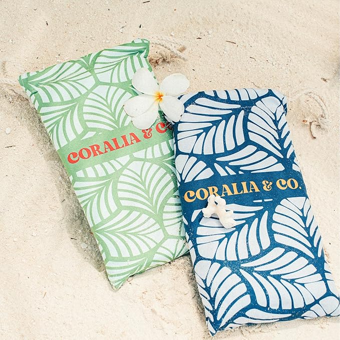 Coralia & Co. Large Microfiber Beach Towel - Quick Dry, Sand-Free, Lightweight with Convenient Storage Pouch - Twilight