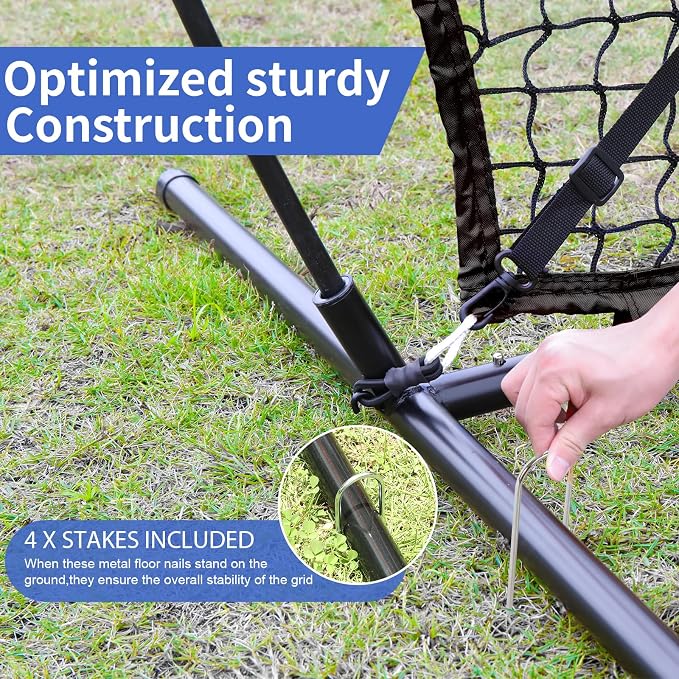 6'X6' Baseball Softball Practice Net,Pitching Net,Batting Net,with Batting Tee,Dummy Batter,Bonus Strike Zone Target and Bow Frame,for Hitting,Pitching,Catching