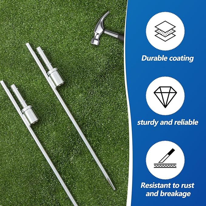 Pelopy 2 Pcs Feather Flag Ground Spike Ground Stake Flag Base Heavy Duty Flags Pole Holder for Outdoor Banner Stakes Fits Poles with 0.65 Inch Inner Diameter, Stake Only (20 Inch)