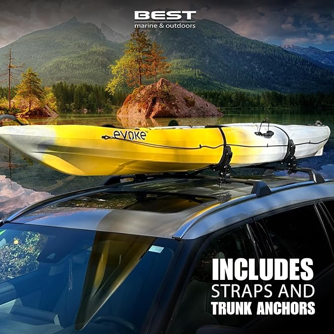 Best Marine and Outdoors Kayak Roof Rack Saddles, Universal Carrier Cradles for Kayaks & Canoes, Rooftop Mounts for Cars, Trucks & SUV Crossbars and Rails, Car Top Mount Accessories