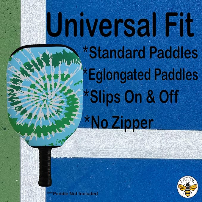 BeeJos Spirl Tie-Dye: Premium Slip-On Pickleball Paddle Cover-Fits Standard Size Paddles-Zipperless (Paddle not Included) Handmade in USA