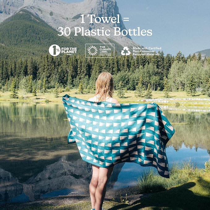 Nomadix Original Towel - Perfect for Beach, Pool, Travel, Camping, Yoga - Made with Recycled Materials - Super Absorbent - Sand Resistant - Summit Green - 72.5x30