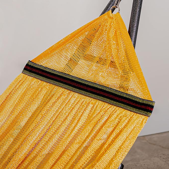 Best Home Fashion Portable Hammock with Collapsible Steel Stand, 600 lbs Capacity, No Tools Assembly, Carrying Bag Included, Perfect for Indoor Outdoor Backyard Patio Camping Beach, 2 Person, Yellow
