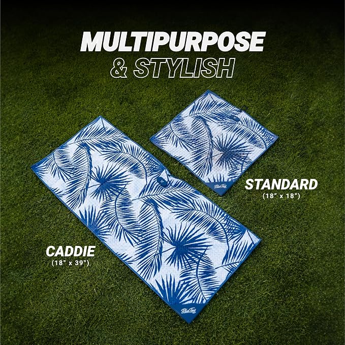 Blue Tees Golf Premium Magnetic Towel - Super Strong Magnet - Microfiber Waffle Design - Silicone Brush - Groove Cleaner - Bag Buckle