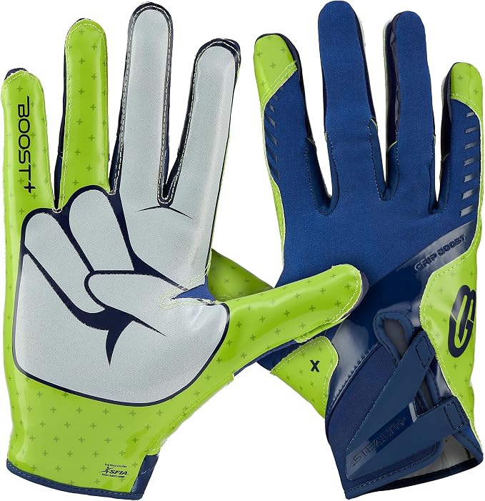 Grip Boost Football Gloves - Peace Stealth 6.0 Boost Plus Sticky Technology - Adult and Youth Football Gloves for Wide Receiver - Men's and Boys Sizes