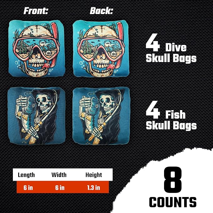 Professional Cornhole Bags Set of 8 - Dual Sided Stick & Slide (Suede/Woven) - Premium Resin Filled Regulation Weight & Size (6x6, 16oz) - Double Stitched Reinforced Seams with Carry Tote