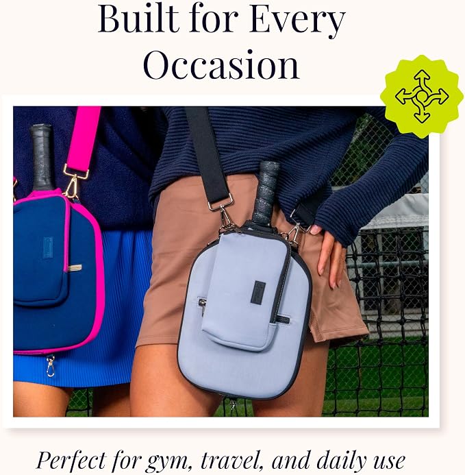 Posh Pickler Clip-On Expandable Neoprene Pouch with Zipper, Weather-Resistant Design, Secure Storage for Keys, Card, Compatible with Crossbody Paddle Cover & Strap, pickleball gifts 7.7" L x 5" W