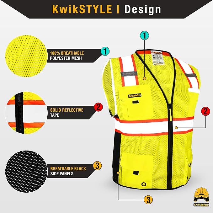 KwikSafety - BIG KAHUNA Safety Vest | Base & Limited Edition | Class 2 Reflective Vest ANSI OSHA Safety Vest for Men