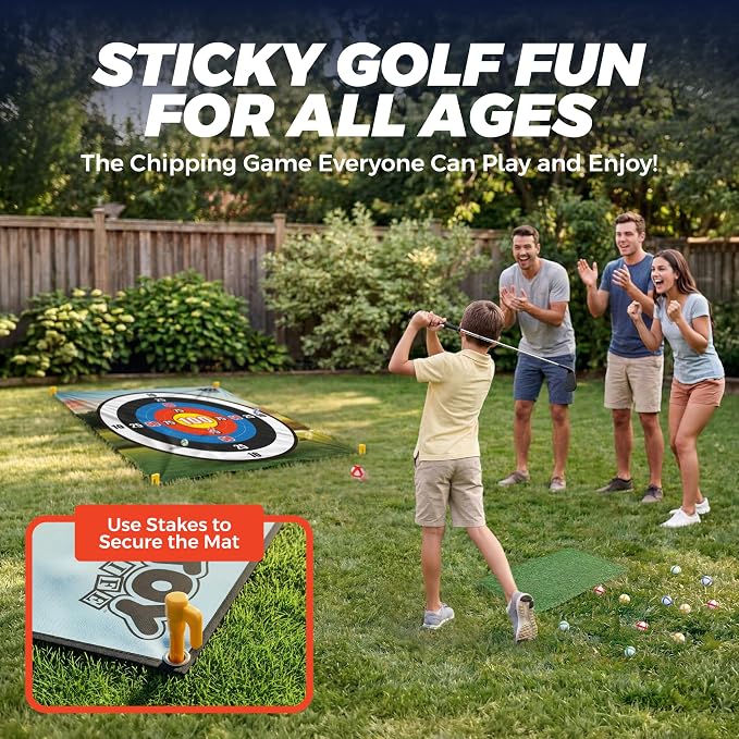 TOY Life Chipping Golf Practice Mats Golf Game Training Mat Indoor Outdoor Games for Adults Family Kids Outdoor Play Equipment Stick Chip Golf Set Backyard Game(Patented)