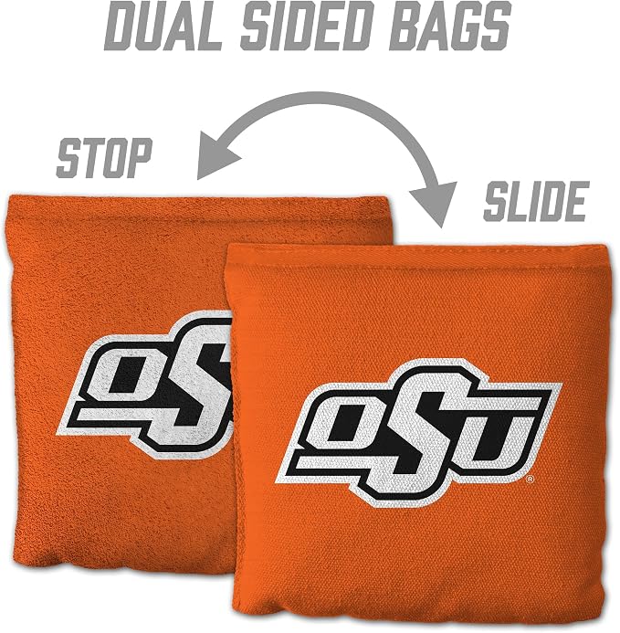 YouTheFan Officially-Licensed NCAA Set of 8 Cornhole Bags - All Weather Dual Sided Slide & Stop - Regulation Size with Carry case