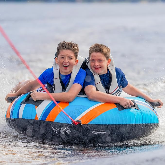RAVE Sports Blade Inflatable Towable Tube, 1 Rider, Unique Skim-Fast Bottom Coating, Nylon Cover, Four Foam-Filled Reinforced Handles, Quick Connect Tow Point, Boat Tubes and Towables, Stable Ride