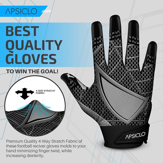 Sticky Football Receiver Gloves Silicone Grip Youth & Adult Sizes
