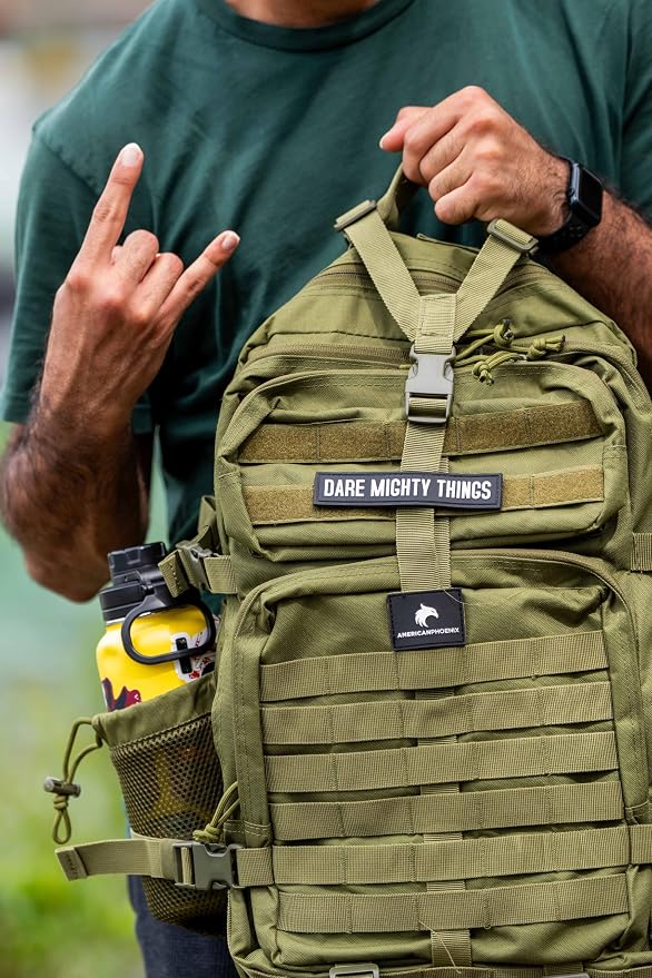 AMERICANPHOENIX 45L Elite Tactical Backpack | 3X Stronger Work & Military Backpack | Water Resistant and Heavy Duty | 3 Day MOLLE Bug Out Bag (Olive Green)