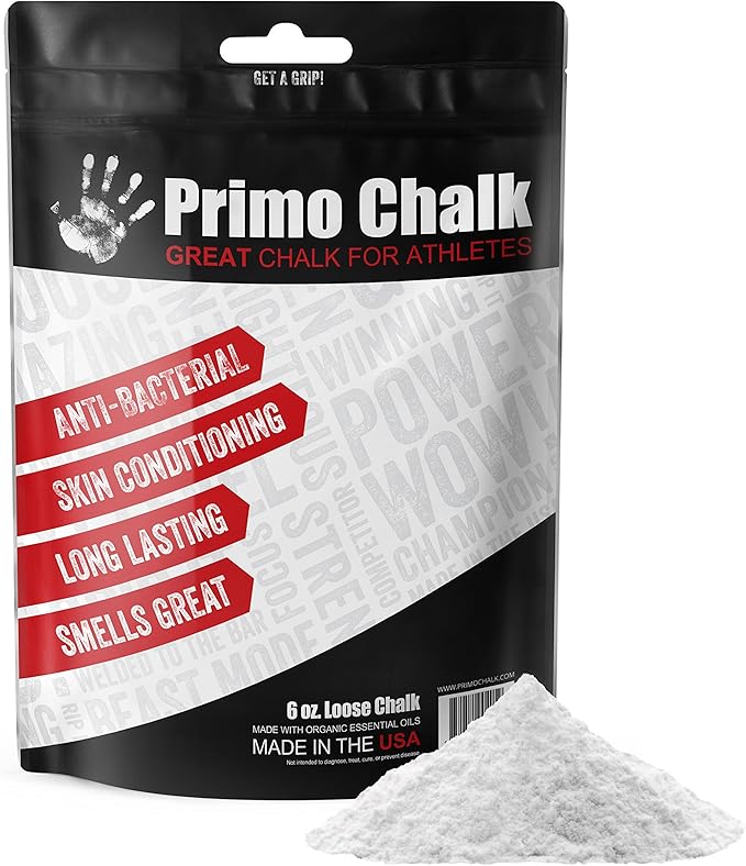 Primo Chalk Resealable Bag: Loose Chalk for Weightlifting, Rock Climbing, & Gymnastics, Made in The USA, Chalk Ball Refill for Superior Grip