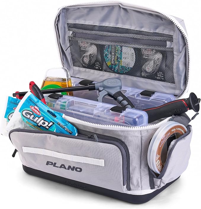 Plano Weekend 3700 Tackle Bag, Cutting-Edge Fishing Tackle Bag, Molded Waterproof Base, Spacious Storage, Die Cut Tool Sleeves, Daisy Chain Attachment Points