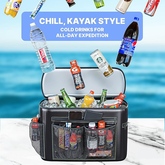 TidyFriend Kayak Cooler Behind Seat, Waterproof Cooler for Kayaking, Kayak Accessories Cooler Bag, Compatible with Lawn Chair Seat, Portable Ice Chest, Keeps Drinks Cold, Travel, Beach, Lunch
