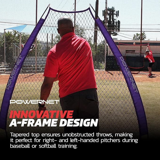 PowerNet Baseball Training Equipment Baseball Net, Portable Softball Batting Practice Pitching Screen, 7-FT I-Screen or A-Frame Pitching Net