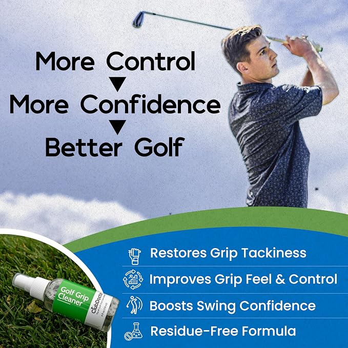 Club Doctor Golf Grip Cleaner – Safe for All Grip Types | Restores Tackiness, Improves Grip Feel, and Boosts Confidence | Proprietary Dirt-Removing Solution for Rubber, Leather, & Synthetic Grips