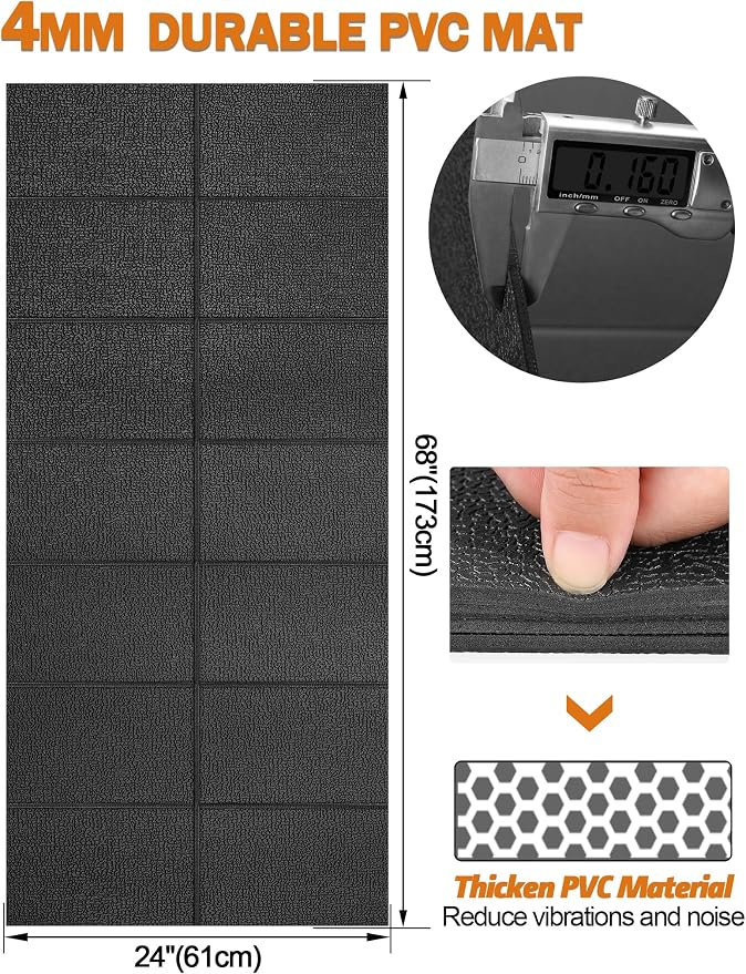 Treadmill Mat 68"x24", WERCHO Foldable Walking Pad Mat for Carpet Hardwood Floors 4mm Heavy-Duty Exercise Equipment Mat for Treadmil Pad,Spin Bike, Elliptical Trainer, Home, Gym