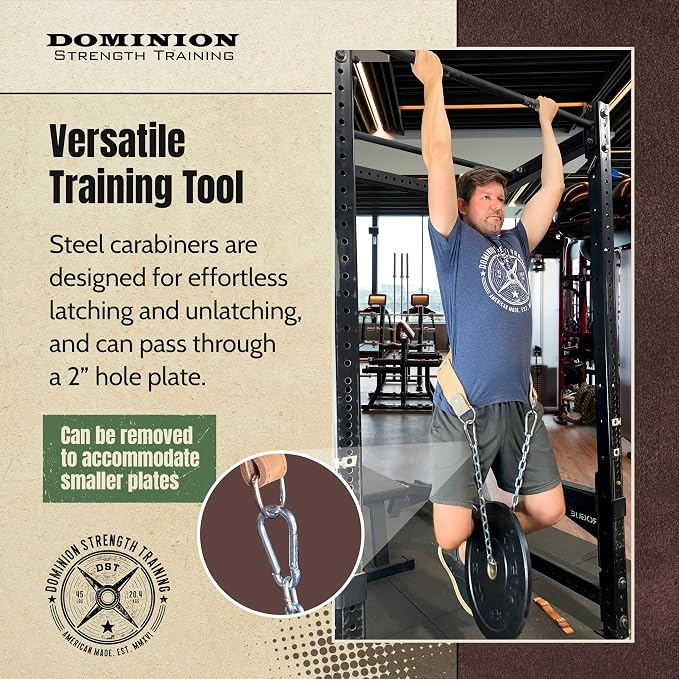 Heavy-Duty Leather Dip Belt with Steel Chain - Ultimate Accessory for Weighted Pullups, Dips, and Progressive Overload