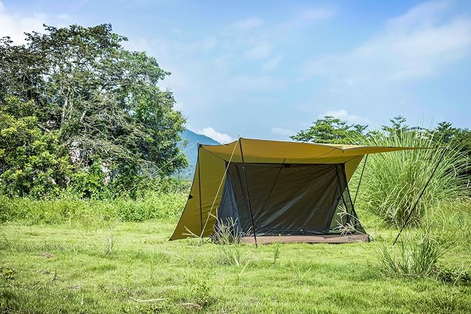 OneTigris 2 Person Mesh Tent, 3 Openings Screen Shelter with Waterproof Bathtub Floor for Outdoors Camping Lightweight Backpacking Thru-Hiking Travel Patio