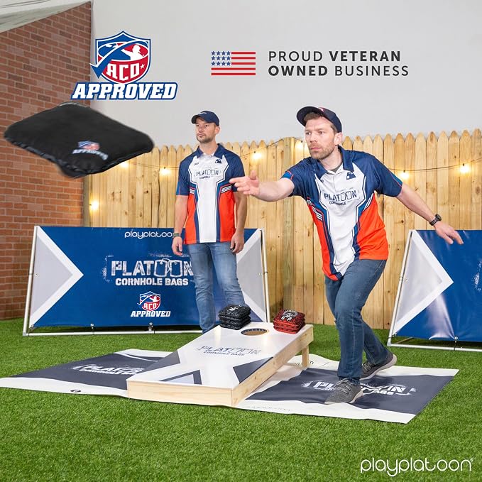 Play Platoon Cornhole Bags Set of 8 Regulation Professional Corn Hole Bean Bags ACO Approved, Competition Weight, Slick and Stick