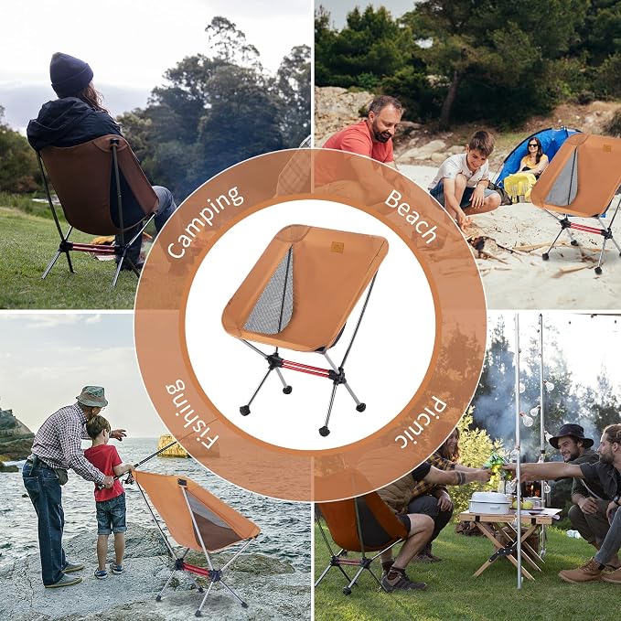 Naturehike YL08 Ultralight Camping Chair, 2.38 LBS Portable Backpacking Chair with Anti-Sinking Feet, Lightweight Compact Folding Hiking Camp Chair