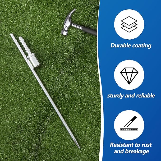 Pelopy 4 Pcs Feather Flag Ground Spike Ground Stake Flag Base Heavy Duty Flags Pole Holder for Outdoor Banner Stakes Fits Poles with 0.65 Inch Inner Diameter, Stake Only (20 Inch)