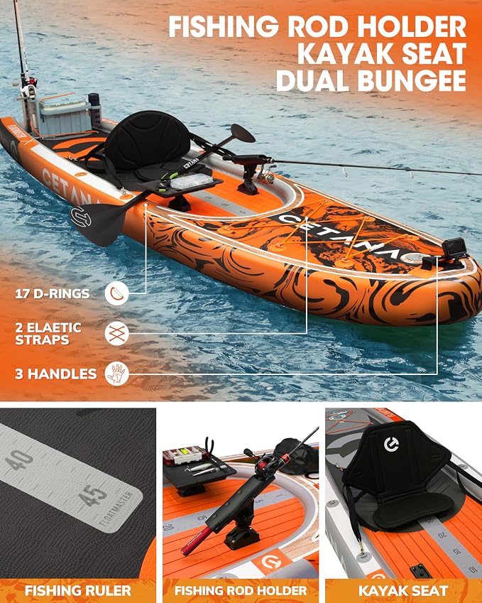 CETANA Extra Wide Inflatable Paddle Board 11'6 x 35" x 6", 450LB High Weight Capacity Wide Stable Stand Up Paddle Board for Beginners, 2–3 Person Large Paddleboard with 3 Fins, Dual Bungee, 15 D Rings