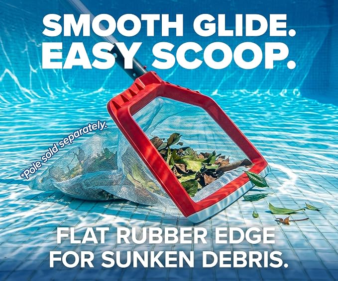 Pool Skimmer Net for Leaves - Deep Bag Pool Nets for Leaves with 15 Feet Aluminum Telescopic Pool Pole Swimming Pool Leaf Net - Heavy Duty, Reinforced Frame, Large Capacity Pool Rake
