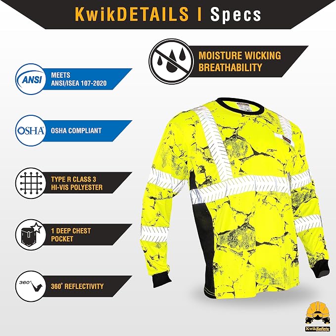 KwikSafety - Charlotte, NC - Limited Edition Long Sleeve Safety Shirts [Deluxe Fishbone Tape] Class 3 ANSI OSHA Compliant