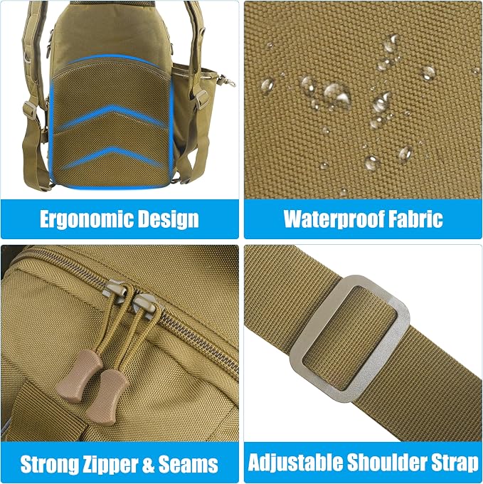 OROOTL Fishing Backpack Tackle Bag with Rod Holder Waterproof Fishing Sling Bag Storage Backpack Ideal Gifts for Men, Small