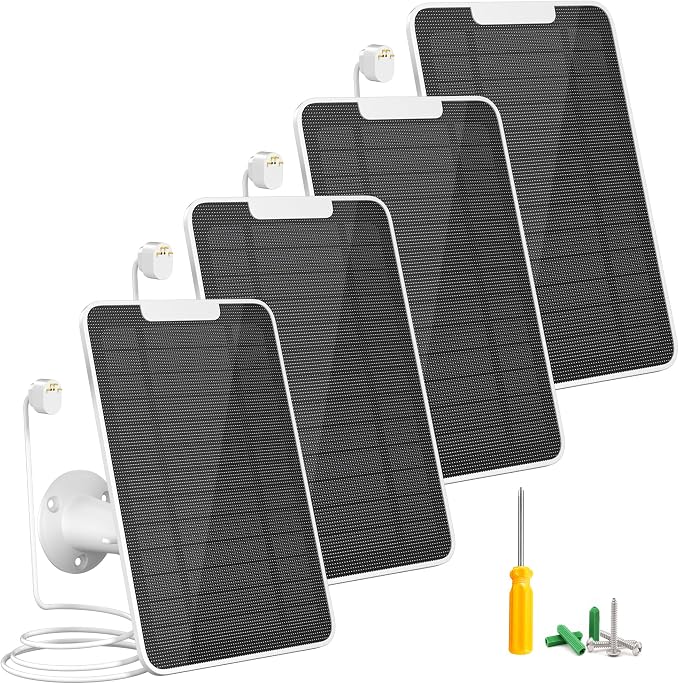 Premium Solar Panel for Google Nest Camera, 5W Camera Solar Panel Power for Google Nest Cam Outdoor & Indoor (Battery Version), Special Made for Google Nest Cam, IP65 Waterproof, w/ 13ft Cable, 4 Pack