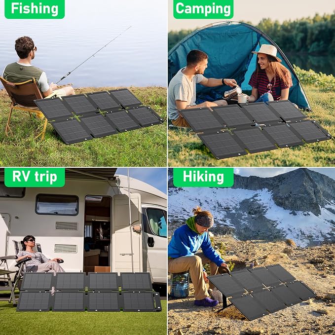 Portable Solar Panel 60W, Monocrystalline 24.8% High Efficiency Foldable Solar Panel, USB C Port, IP65 Waterproof with Kickstand, Solar Panel for Camping RV Backpacking Outdoor Use