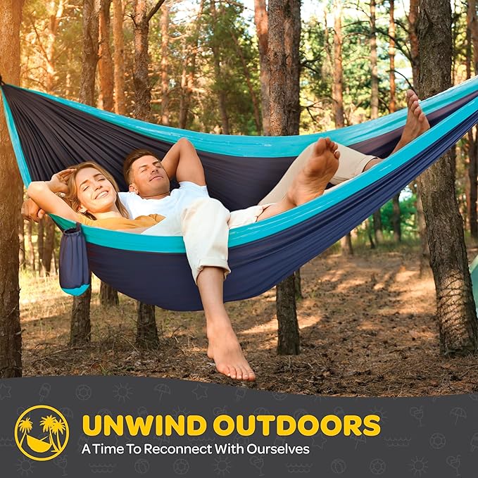 Durable Hammock 550 lb Capacity, Nylon Camping Hammock Chair - Double or Single Sizes w/Tree Straps and Attached Carry Bag - for Travel/Backpacking/Beach/Backyard (X-Large, Forest Green & Lima Green)