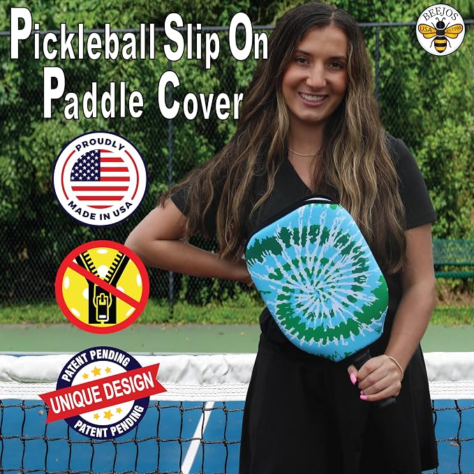 BeeJos Spirl Tie-Dye: Premium Slip-On Pickleball Paddle Cover-Fits Standard Size Paddles-Zipperless (Paddle not Included) Handmade in USA