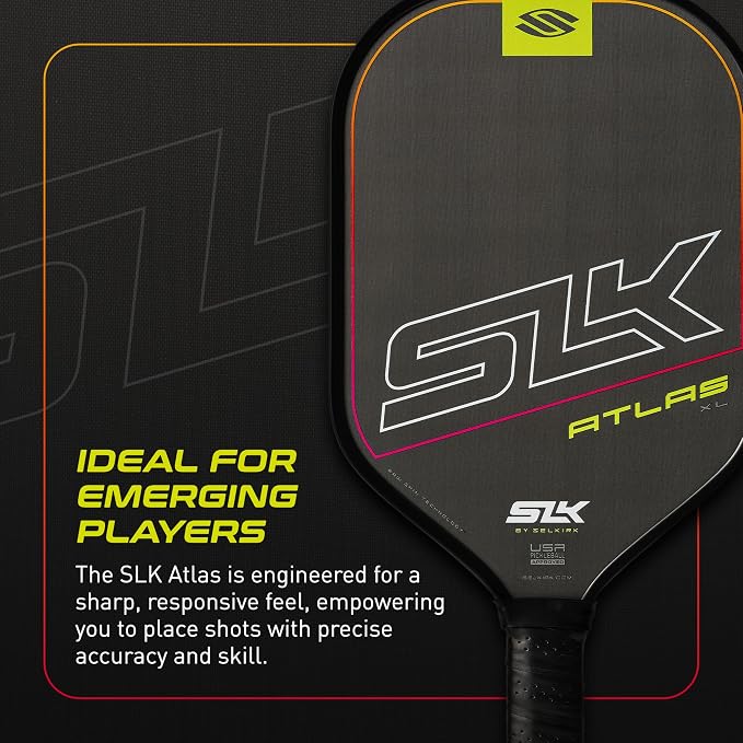 Selkirk Sport Atlas Raw Carbon Fiber Pickleball Paddles | Midweight Pickleball Paddle with Polymer Honeycomb Core | USAPA Approved Carbon Fiber Face for Spin and Control