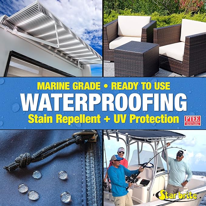 STAR BRITE 081922XX Fabric Waterproofer with Stain Repellent and UV Protection - 22 oz.