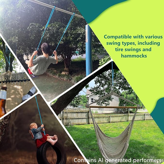 Adjustable Tree Swing Rope, Tree Swing Strap - Suitable for Outdoor Swings, Hammocks, and Amusement Parks Rope Extensions - Length (90.5") (2 Pieces of Biue 7.5FT)