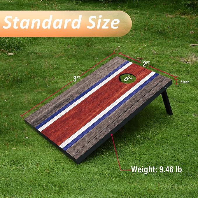 Cornhole Set, Regulation/Tailgate Size Cornhole Boards with 8 Bean Bags and Carrying Case, 4x2/3x2 Corn Hole Outdoor Game Toss Board for Adults Outside Activities