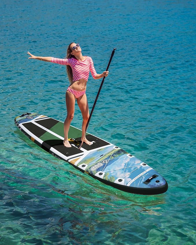 ESUP Extra Wide Inflatable Paddle Board 11’6" ×34/35" ，Super Stable Stand Up Paddleboards for 2 Person/Family/Large Size, Inflatable SUP with Paddle, Pump & Shoulder Strap