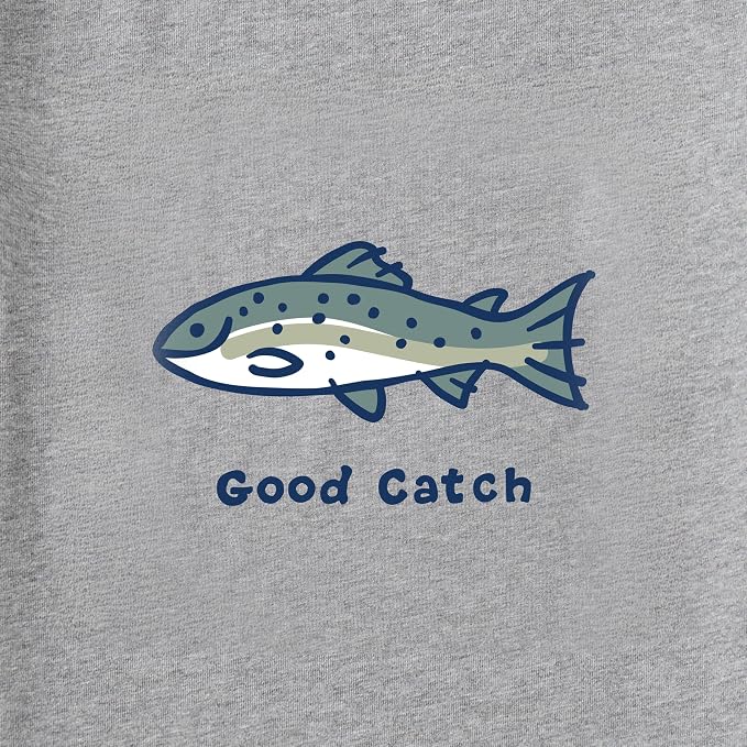 Life is Good Men's Crusher Tee Shirt, Short Sleeve Cotton Graphic T-Shirts, Good Catch Fish