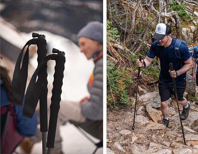 Ultralight Carbon Fibre Trekking Poles - 5-Section Adjustable Hiking Sticks with Anti-Shock Tips, Ergonomic Grips & Storage Bag - Perfect for Hiking, Walking & Backpacking (Set of 2)