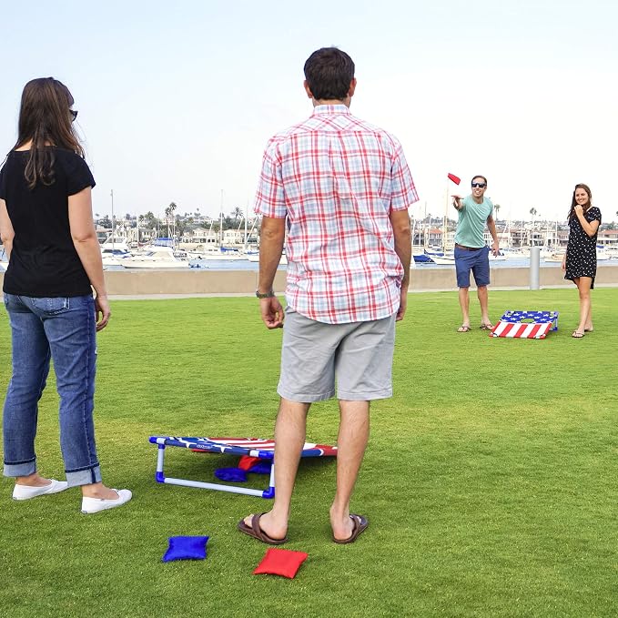 GoSports Portable Cornhole Set with Carry Case - Outdoor Lawn Bean Bag Toss Game for Adults and Family - Beach, Camping, Yard Games & More