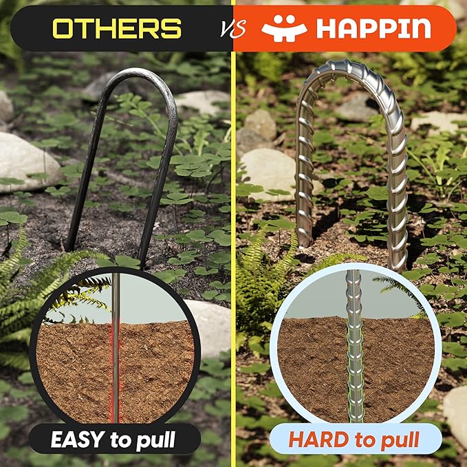 Happin® 12 Inch Trampoline Anchors, Trampoline Stakes, Ground Stakes Heavy Duty, Ground Anchors Screw in, Trampolines Accessories, Tent Anchors, Yard Spikes, Galvanized Steel (8 Pack, Silver)